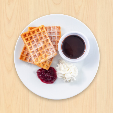 IKEA Family - Restaurant Offers English waffle with lingonberry jam, chocolate sauce and whipped cream